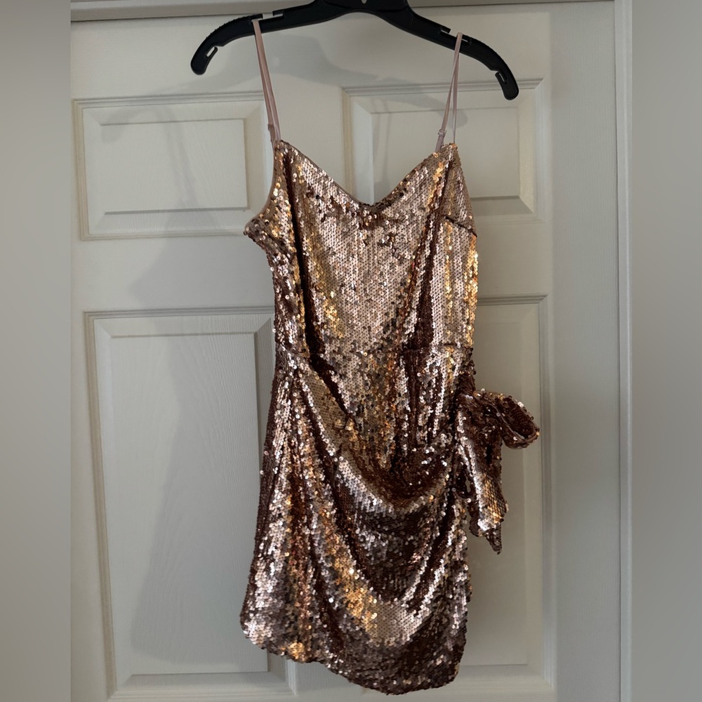 Sparkle Tonight Rose Gold Sequin Skort Romper